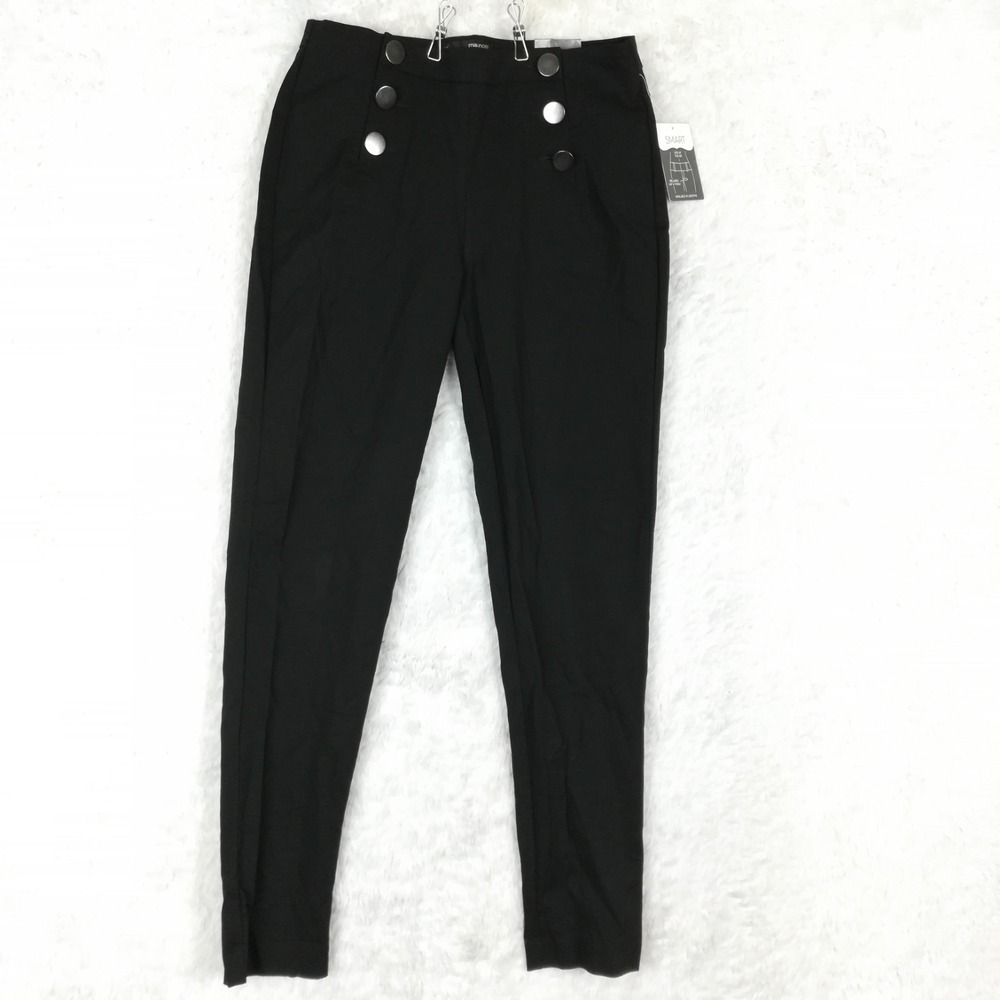 Maurices Womens Pants Skinny Smart Black High Waist Button Front Sailor 5 6 New